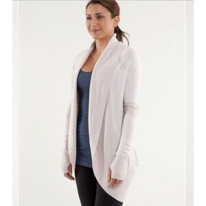 Lululemon Sz 4 Transformation Wrap Cashmere Blend Heathered Dune White Cardigan